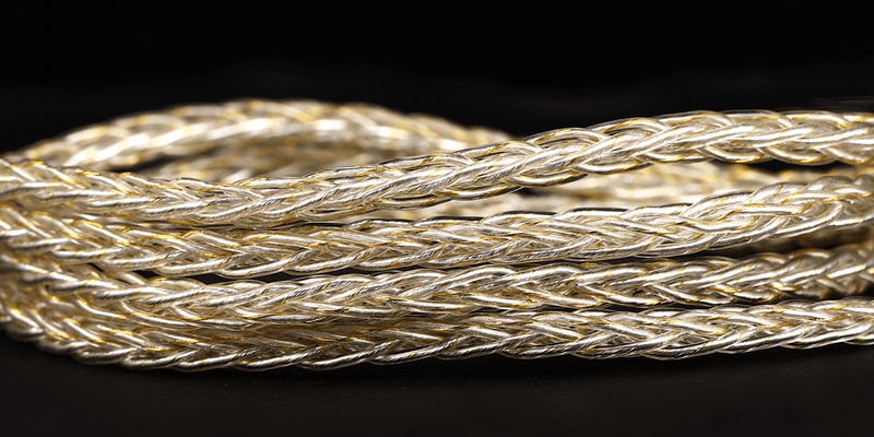 8-Core 2Pin Gold & Silver-Plated OCC Hybrid IEM Cable for